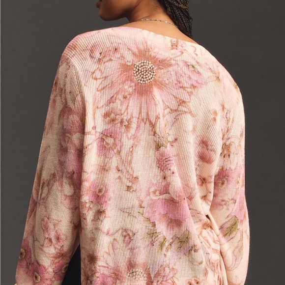 Anthropologie Waffle Floral V Neck - Picture 3 of 4